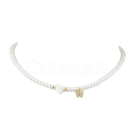 Brass Micro Pave Grade AAA Cubic Zirconia Letter Pendant Necklaces NJEW-JN04771-23-1