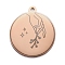 304 Stainless Steel Pendants, Flat Round with Hand, Rose Gold, 28x25x1.4mm, Hole: 2mm