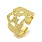 Brass Cuff Rings for Women, Cadmium Free & Lead Free, Real 18K Gold Plated, Inner Diameter: 19mm