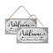 Natural Wood Hanging Wall Decorations, with Jute Twine, Rectangle, Silver, Word, 15x30x0.5cm