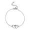 Alloy Interflocking Heart Link Bracelet with Brass Cable Chains, Platinum, 7-1/8 inch(18.2cm)