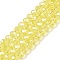 Electroplate Glass Beads Strands, Pearl Luster Plated, Faceted, Rondelle, Yellow, 8x6mm, Hole: 1mm, about 64~65pcs/strand, 40~41cm