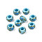 Flower Printed Opaque Acrylic Rondelle Beads, Large Hole Beads, Sky Blue, 15x9mm, Hole: 7mm