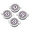 Alloy Enamel Links Connectors, with Crystal Rhinestones, Flat Round with Letter, Silver Color Plated, Letter.D, 22x16x2mm, Hole: 1.8mm