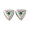 Real Platinum Plated Brass Micro Pave Cubic Zirconia Bead, Triangle, Dark Green, 7.5x8x3.5mm, Hole: 1mm