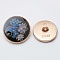 1-Hole Alloy Enamel Shank Button, Flat Round with Flower, Dodger Blue, 18x7.3mm, Hole: 2.1mm