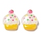 Translucent Resin Decoden Cabochons, Cupcake with Star, White, 17.5x14.5x6mm