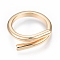 Brass Wire Wrap Open Cuff Ring for Women, Nickel Free, Real 18K Gold Plated, US Size 5 3/4(16.3mm)