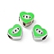 CCB Plastic European Beads, Large Hole Beads, Heart with Evil Eyes, Lime, 11x11.5x8mm, Hole: 5mm