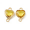 Transparent K9 Glass Connector Charms, Heart Links, with Light Gold Tone Brass Findings, Lt.Col.Topaz, 14x8.5x3.7mm, Hole: 1.8mm