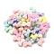 Flocky Acrylic Beads, Bowknot, Mixed Color, 10x18x7mm, Hole: 1.8mm