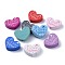 Natural Wood Beads, Dyed, Heart with Word I Love Mummy, For Mother's Day Jewelry Making, Mixed Color, 23x29x7mm, Hole: 2.5mm