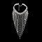 Fingerinspire 1Pc Iron Rhinestone Tennis Chains Bib Necklace, Platinum, 18.50 inch(47cm), Chain Extender: 114mm