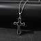 304 Stainless Steel Black Enamel Cross Urn Ashes Necklaces, Cable Chain Necklaces for Women Men, Stainless Steel Color, 21.65 inch(55cm)