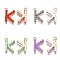 Acrylic Pendants, with Alloy Findings, Letter, Light Gold, Mixed Color, Letter.K, 18x12x3.5mm, Hole: 1.4mm