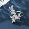Brass Micro Pave Cubic Zirconia Cuff Rings for Women FS-WGE5C54-01-2