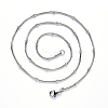 Non-Tarnish 304 Stainless Steel Round Snake Chain Necklace NJEW-S420-009A-P-3