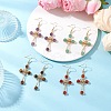 4 Pairs Brass Natural Gemstone Dangle Earrings EJEW-TA00728-1
