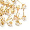 SHEGRACE Brass Clear Cubic Zirconia Square Stud Earring Findings XGR0103G-115G-1