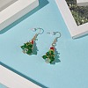 Glass Braided Beaded Christmas Tree Dangle Earrings EJEW-JE05151-02-2