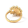Lampwork Evil Eye Open Cuff Ring with Clear Cubic Zirconia RJEW-L104-03G-02-3