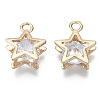 Brass Micro Cubic Zirconia Charms X-KK-N235-034A-3