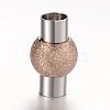 Textured 304 Stainless Steel Column Magnetic Clasps with Glue-in Ends STAS-I045-11-2