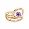Brass Micro Pave Cubic Zirconia Wide Band Rings RJEW-S045-127-NR-2