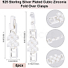 6Pcs Rack Plating Brass Micro Pave Clear Cubic Zirconia Fold Over Clasps KK-BBC0014-96-2