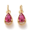 Brass Micro Pave Clear Cubic Zirconia Charms KK-F820-15A-G-1