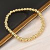 Brass Round Beaded Stretch Bracelets for Men Women BJEW-B148-05C-G-3