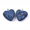 Electroplate Natural Druzy Geode Agate Pendants G-S344-58B-03-2
