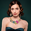 ANATTASOUL Colorful Rhinestone Flower of Life Pendant Necklace & Dangle Stud Earrings SJEW-AN0001-12-5