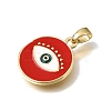 Brass with Red Enamel Pendants KK-CBAA632-05G-2