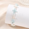 Copper Wired Shell Pearl & Natural Dyed Yellow Jade Beaded Bracelets for Women BJEW-JB13914-1