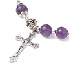 Natural Amethyst Beaded Bracelets BJEW-TA00564-01-3