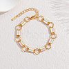 304 Stainless Steel Enamel Rectangle Link Chain Bracelets for Women SA-CBA065A-06G-1