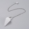 Platinum Tone Brass Crystal Cone Hexagonal Pointed Dowsing Pendulums X-MAK-M015-01I-4