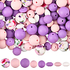 120Pcs 8 Styles Food Grade Eco-Friendly Silicone Focal Beads SIL-PA0001-02-1