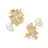 Brass Shell Pearl Stud Earrings for Women EJEW-JE06243-4