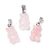 Natural Rose Quartz Pendants X-G-G854-01P-06-1