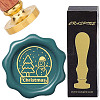 Brass Wax Seal Stamps with Wood Handle AJEW-WH0412-0144-1