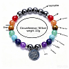 Alloy OM Symbol Charm Chakra Round Gemstone Beaded Stretch Bracelets ID6522-6-2