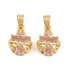 Glass with Brass Micro Pave Cubic Zirconia Pendants kk-P343-06G-01-1