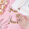 2Pcs Alloy Rhinestone Wine Glass Charm with K9 Glass Bead Keychains KEYC-OC00010-3
