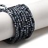 Cube Shaped Black Plated Crystal Glass Beads Strands EGLA-F013-J01-2