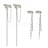 4Pcs 3 Style Plastic Imitation Pearl Cuff Earrings with Crystal Rhinestone EJEW-FI0001-30-1