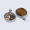 Natural Tiger Eye Pendants G-P350-D08-2