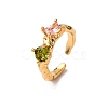 Brass Micro Pave Cubic Zirconia Cuff Rings for Women RJEW-F191-01G-01-4