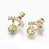 Brass Micro Pave Clear Cubic Zirconia Peg Bails Charms KK-R117-012-NF-2